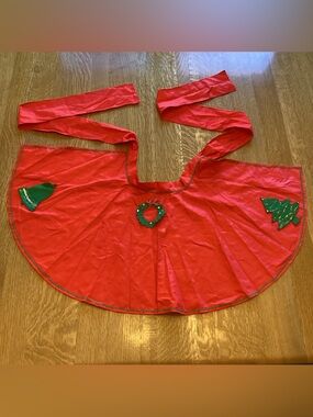 Vintage Mid-Century Christmas Half Apron Bell Wreath Tree Rick Rack